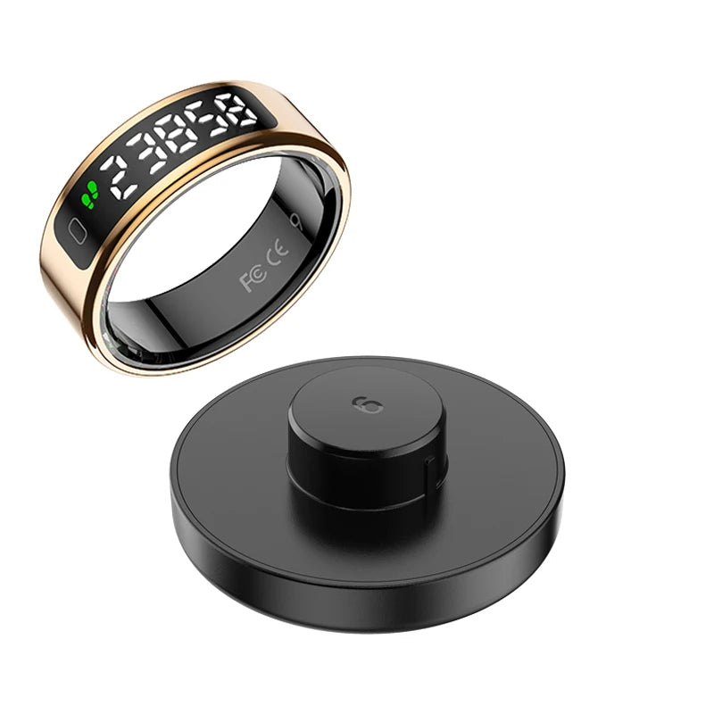 AMZMAX R11 Smart display Ring Men Women with Wireless Charging stand,Health and Sleep Monitor,5ATM Waterproof,Multi-sport Modes
