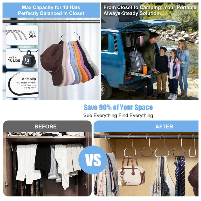 Versatile Round Hook - Perfect for Hats, Ties,Scarves & Bags, Strong Load-Bearing,Non-Deformable Durable Circle Ring Hat Hanger