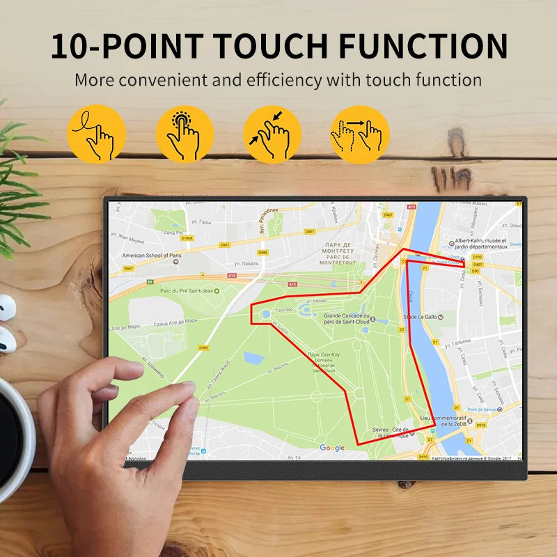 HGFRTEE 16inch Touch Portable Monitor 16:10 96%sRGB 350Cd/m² Second Screen For Laptop With Holder Stand Type-C HDMI-Compatible