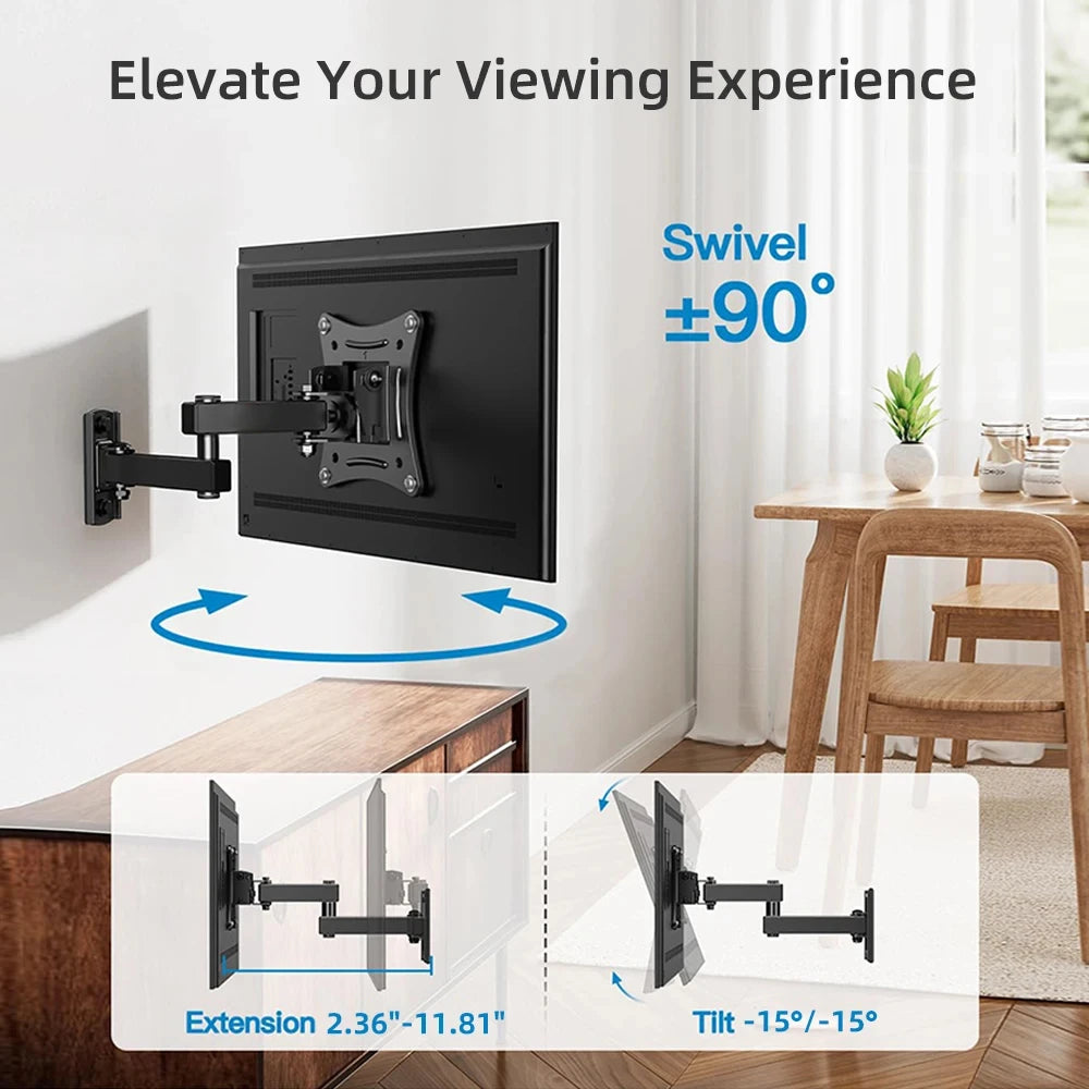 Full Motion Corner TV  Bracket  Wall Mount 10-32 In tv Monitor Holder  Swivel Tilts Adjustable Universal TV stand VESA 100x100mm