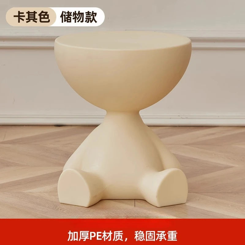 Cream Coffee Table Sofa Bed Side Table Modern Simple Home Accessories Living Room Decor Creative Flat Head Plastic Round Tables