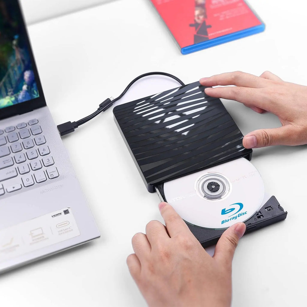 USB3.0 External Blu-ray Optical Drive for Laptop PC Windows 11/10 Mac Portable 3D BD-RW Drive BD DVD CD Player Burner Reader