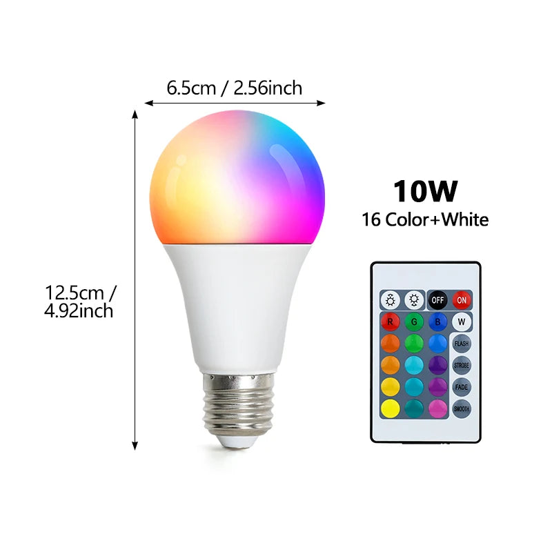 16 Colors RGB Colorful Infrared Remote Control Bulb 24 Key Remote Control Spotlight Color Changing Party Atmosphere Light