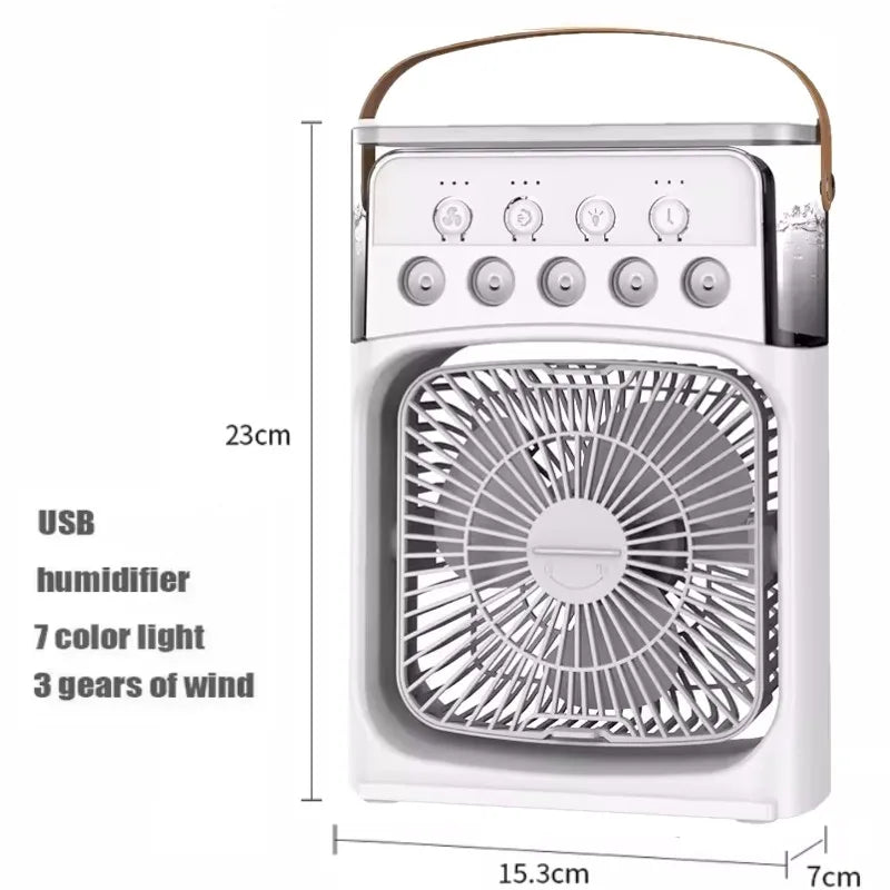 New 3 In 1 Portable Fan AIr Conditioner Household Mini Air Cooler LED Night Light Humidifier Air Adjustment Fan Office Home Fan