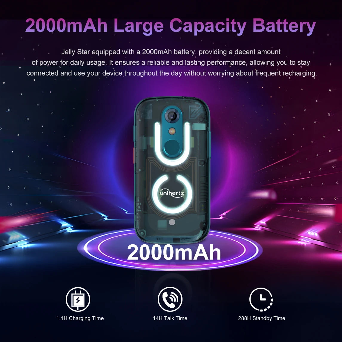 Unihertz Jelly Star Smallest Android 13 Smartphone 8GB 256GB Led Light Transparent Backshell Mobile Phone 48MP 3inch Cellphones