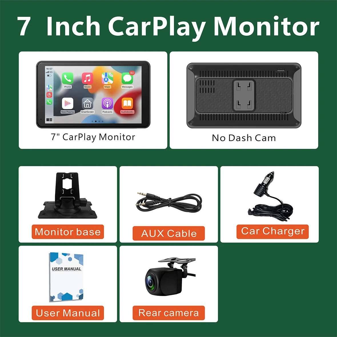 Carplay Screen for Car, 10" Portable Wireless Carplay&Android Auto, ar Stereo Audio Receivers for Car GPS Navigation Mirror Link