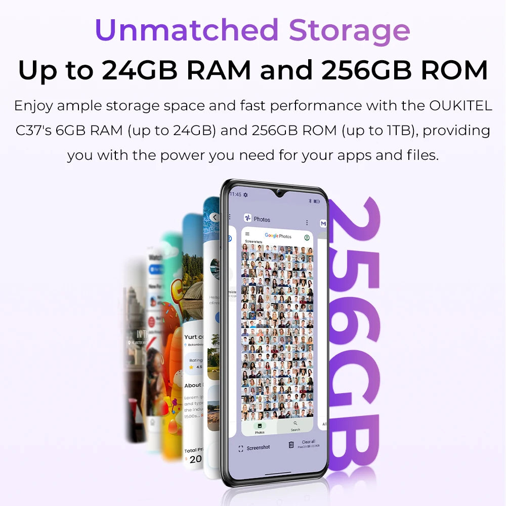 OUKITEL C37 Smartphone 6.6"FHD+ 5150 mAh 6GB+256GB Mobile Phone 48MP Android 13 Cell Phone