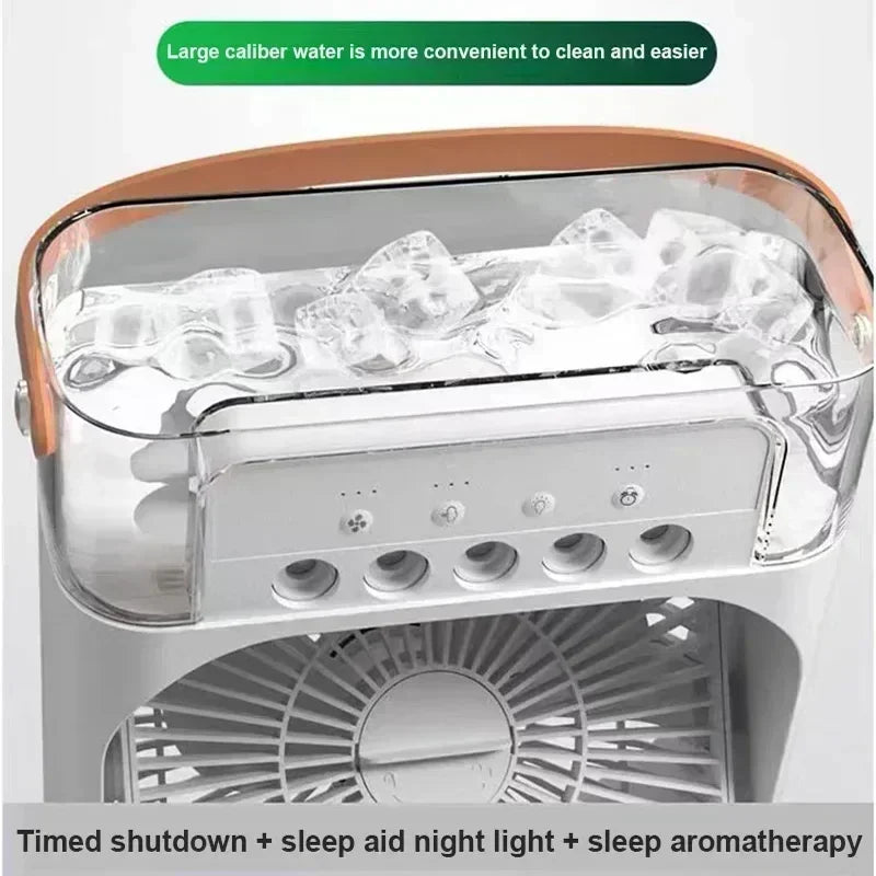 New 3 In 1 Portable Fan AIr Conditioner Household Mini Air Cooler LED Night Light Humidifier Air Adjustment Fan Office Home Fan