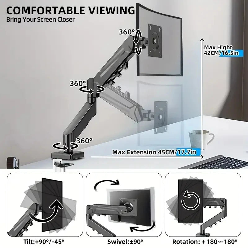 Single Monitor Mount for Screens VESA up to 32" Computer Bracket Adjustable Display Arm,Tablet Holder Desktop Clamp Stand