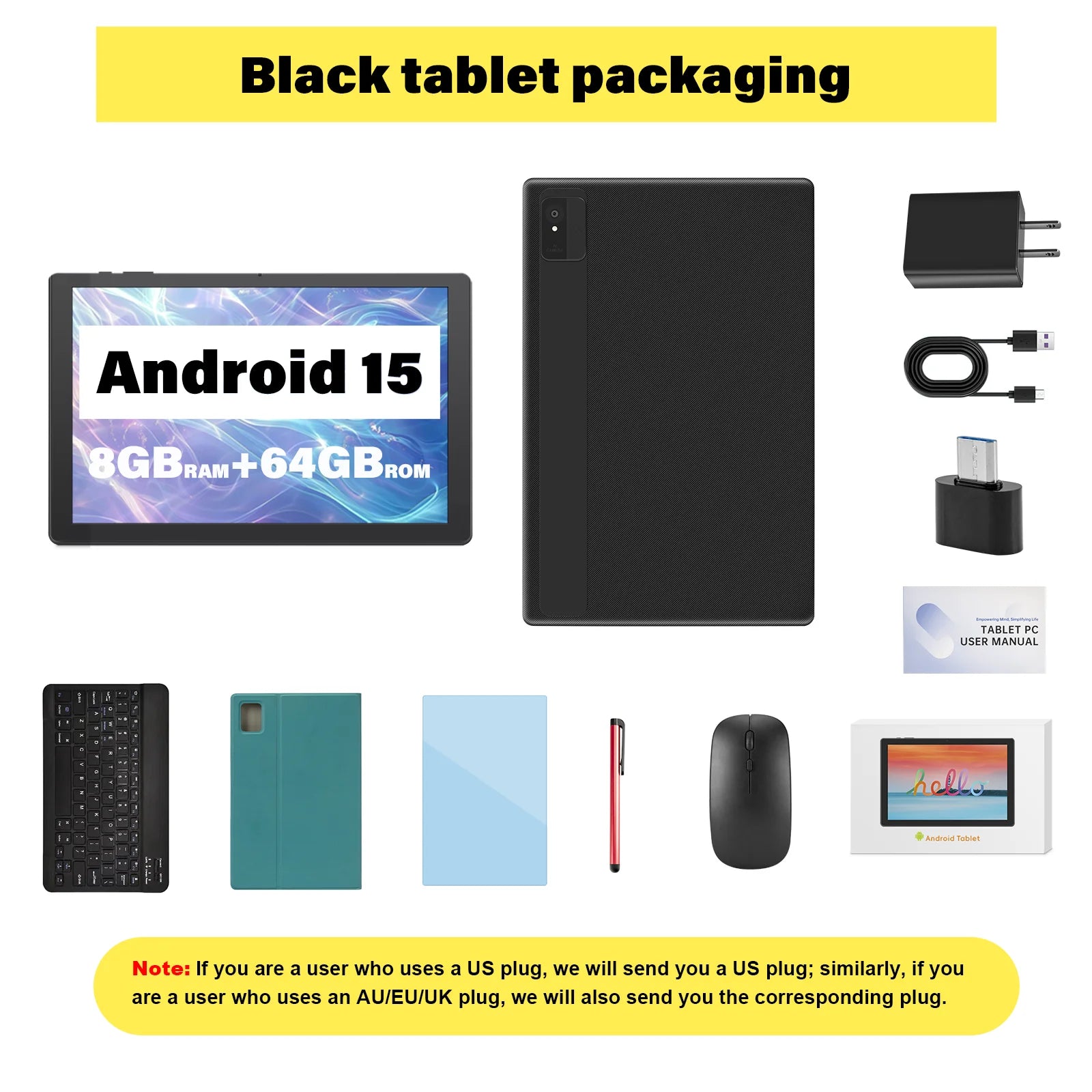 ANRY 2025 Android 15 IPS Display 10.1 Inch 8GB(4+4 Expand) RAM+64GB ROM Tablet 5000Mah Dual Camera 5GWifi A523 Octa-core Tablets