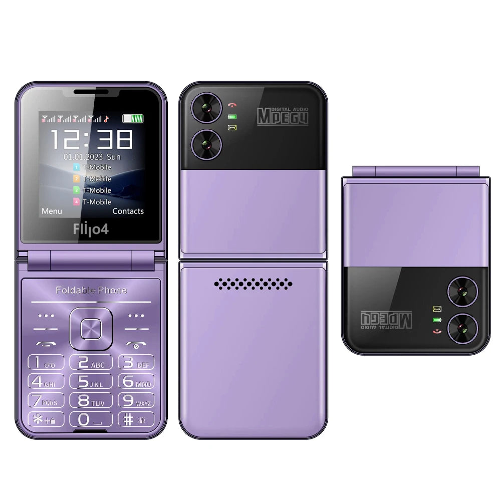 SERVO Flilo4 Flip Cellphone Four SIM Card GSM Cellular Network Flashlight Speed Dial Magic Voice Foldable Mobile Phone Low Price