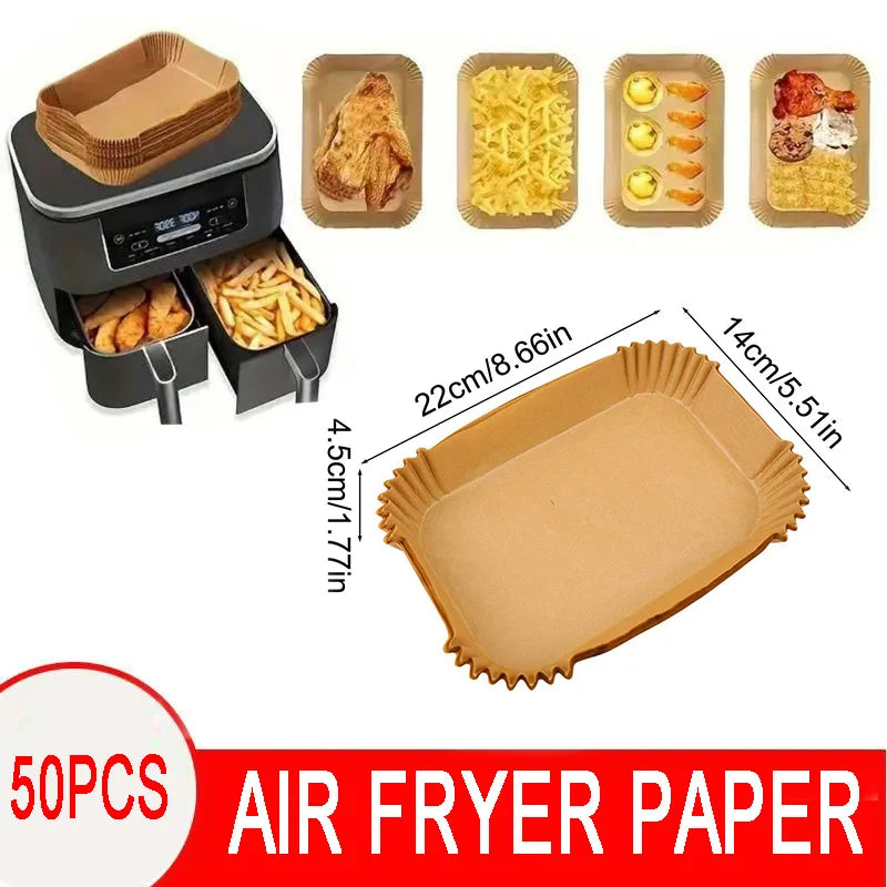 50pcs/set Air Fryer Disposable Paper Parchment Wood Pulp Steamer Cheesecake Air Fryer Accessories Baking Paper For Air Fryer
