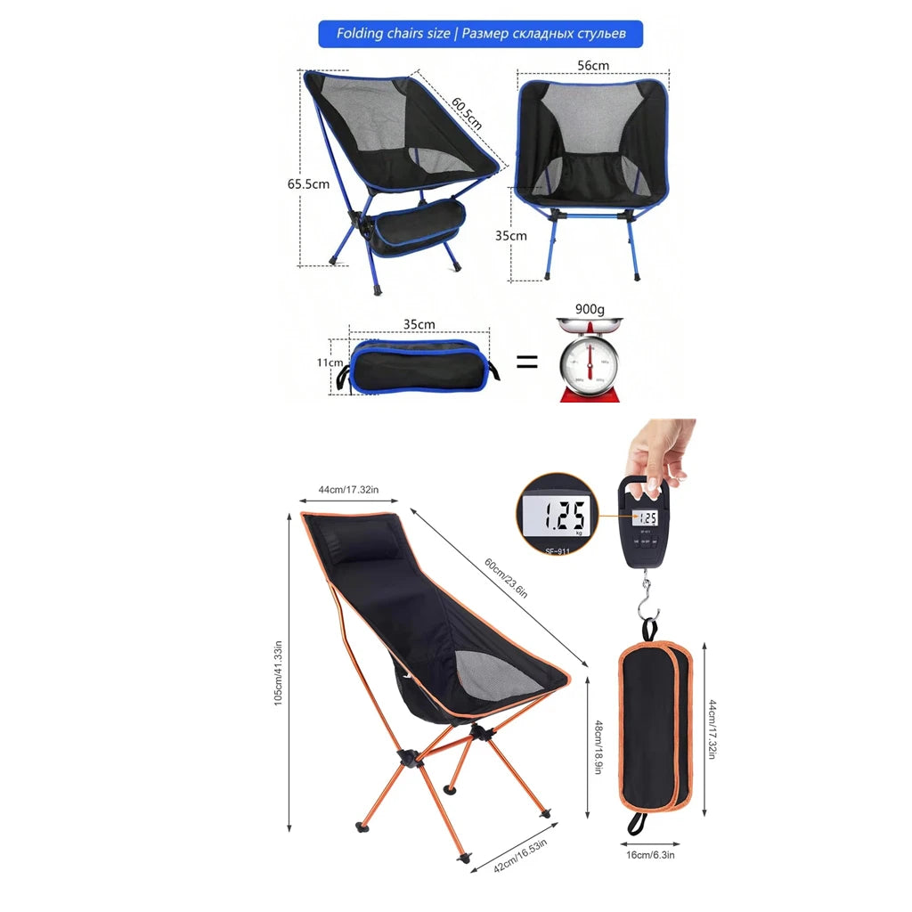 Folding Chair Ultralight Detachable Portable Lightweight Chair Folding Extended Seat  Fishing Camping Home BBQ Garden Hiking