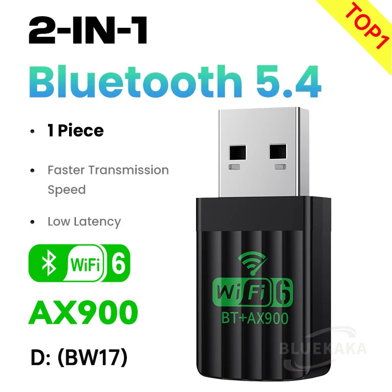 New 900Mbps USB Bluetooth 5.4 Adapter Wireless Dongle Audio Receiver Transmitter Driver Free WiFi6 For PC/Laptop Keyboard/Mouse