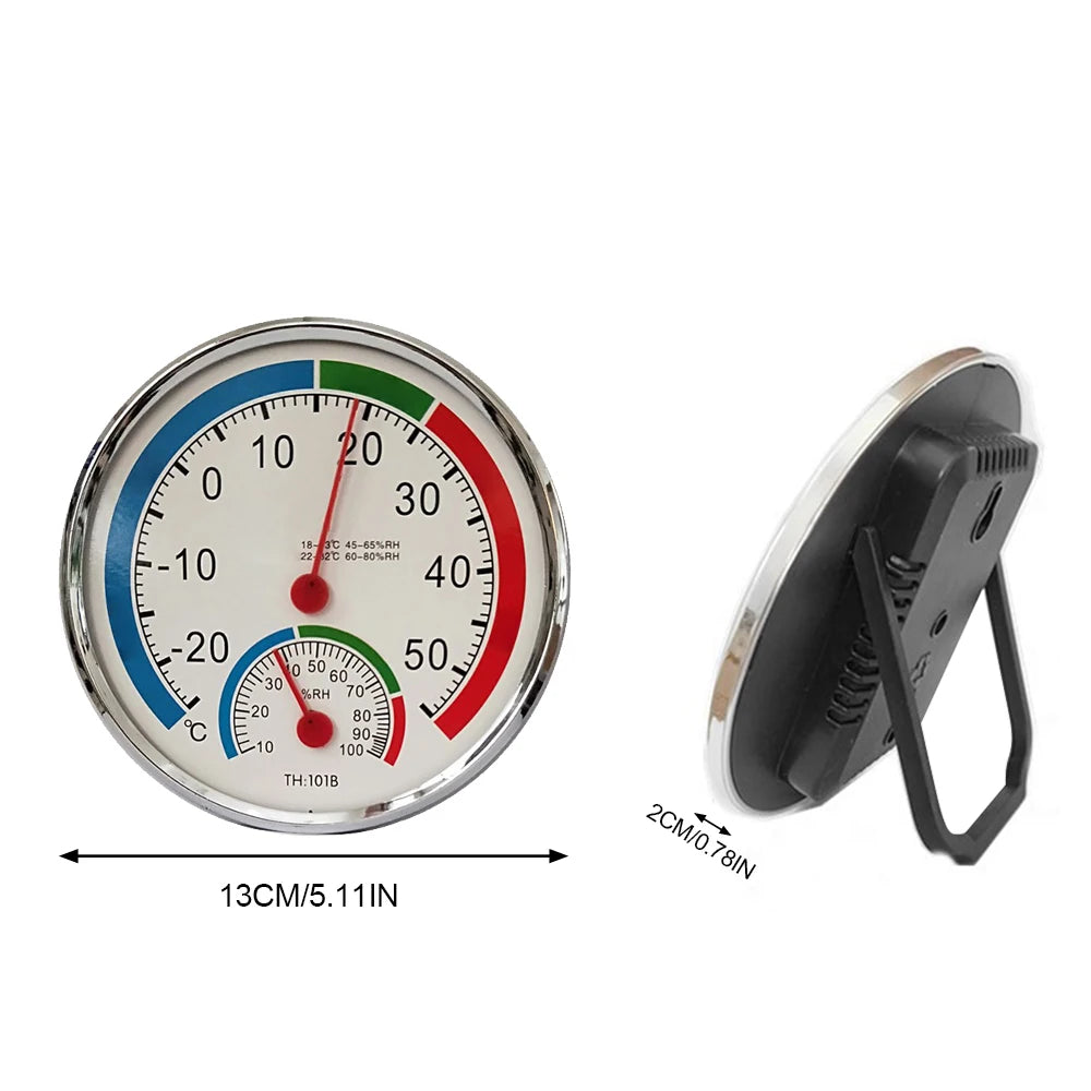 Mini Round Pointer Thermometer Hygrometer -30℃-50℃ Thermometer 20%-100% Hygrometer Indoor Office Humidity Monitor