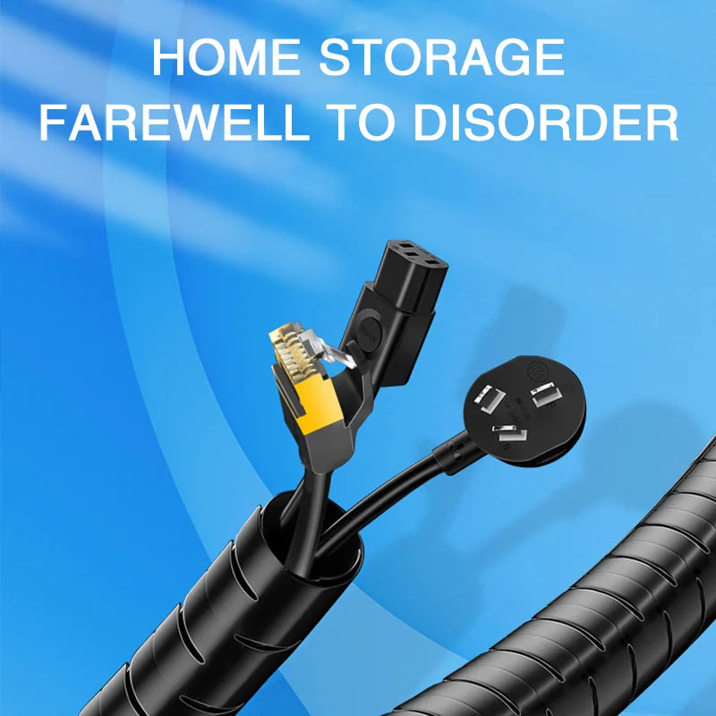 2M Spiral Cable Wire Protector Cable Organizer Computer Cord Protective Tube Clip Organizer Management Tools 10/16/22/28/32mm