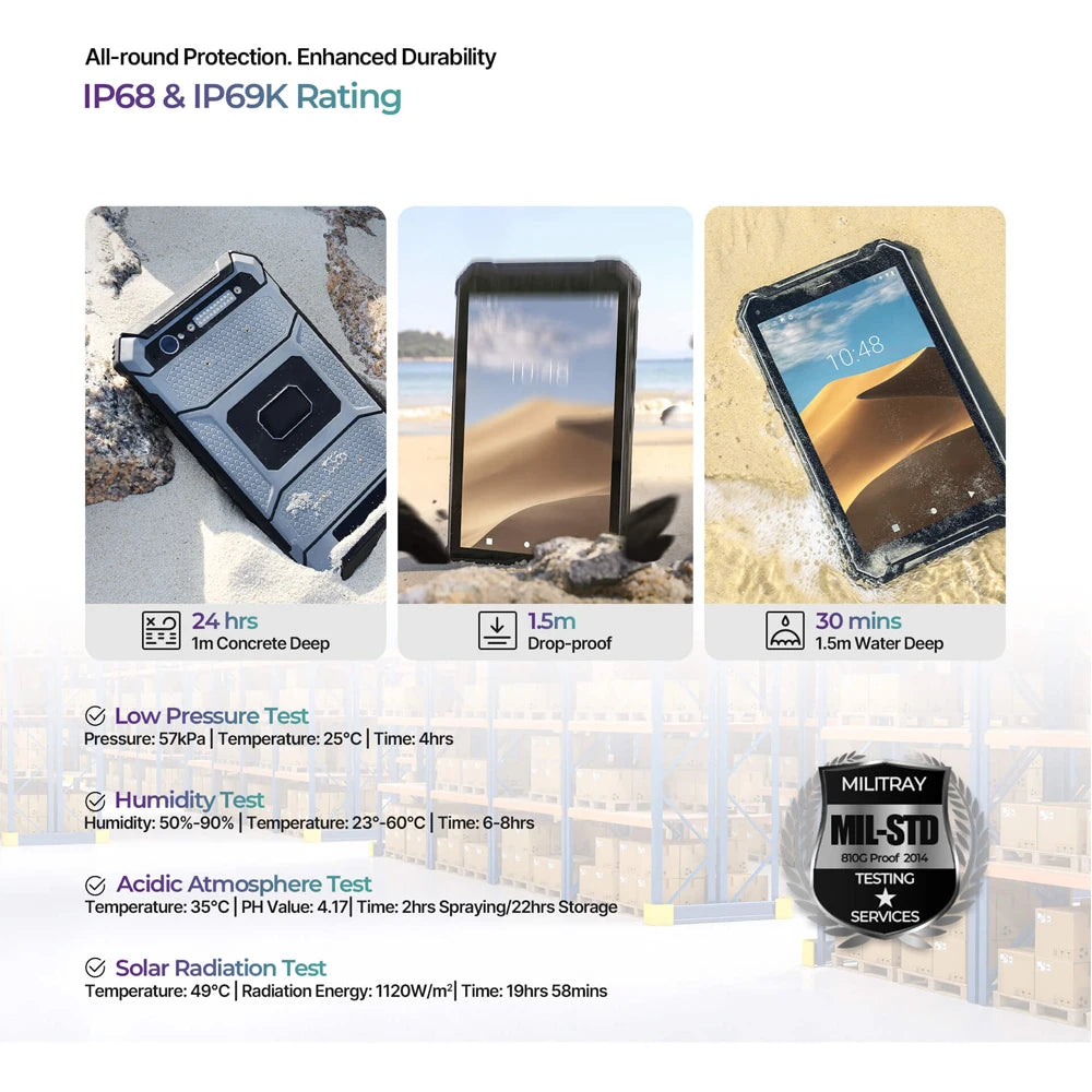 8 Inch 1000Nit Sunlight Readable Rugged Android Tablet PC IP68 Waterproof 6+128GB for DJI Drone Monitor Motorcycle Navigation