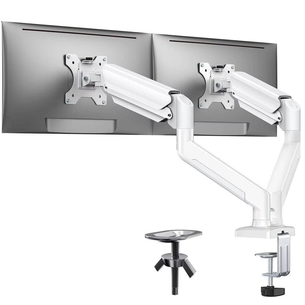 Dual Monitor Mount for 13″–32″ Screens, Adjustable Dual Monitor Stand, with 180° Swivel, Tilt, 360° Rotation for Home Office