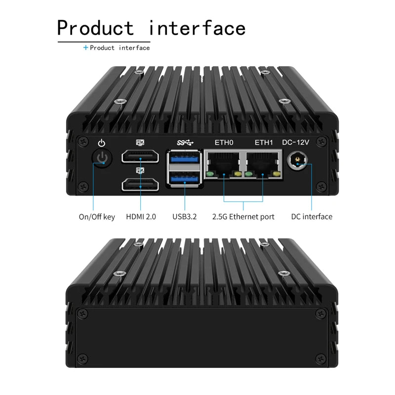 P1 Mini PC 6W Low Power Intel N3160 Quad Core Quad Thread X86 Soft Router 2*1000M Lan Port HD-MI Output Metal Case