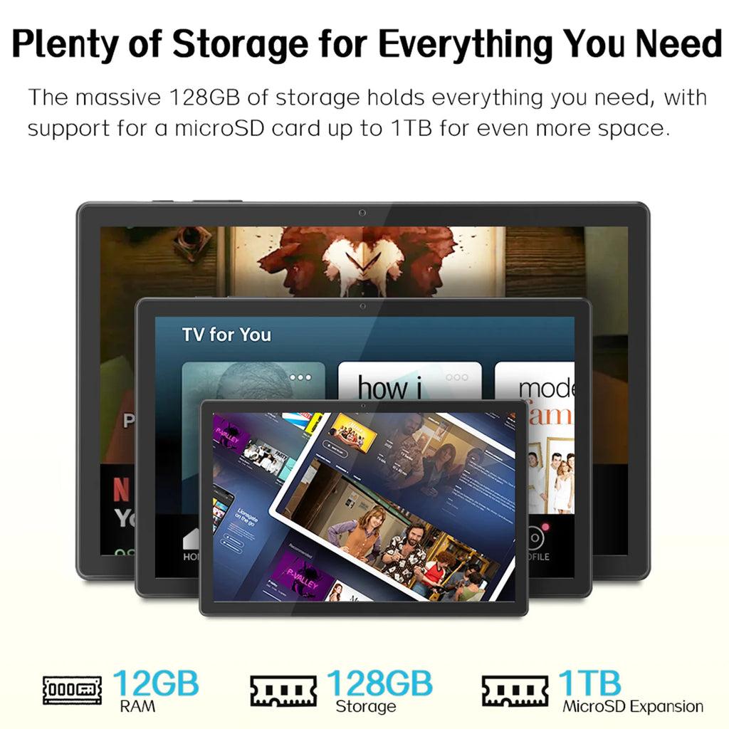 2025 Upgraded Android 15 Tablet 10.95inch,12GB+128GB+512GB, 8000mAh Large Battery, Dual WiFi 6, Dual Camera,T606 Octa-Core CPU