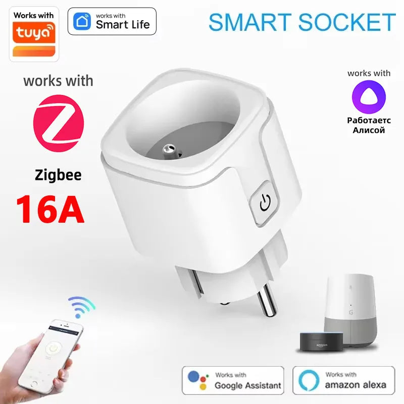 Smart Plug WIFI/Zigbee EU Smart Socket With Power Monitor Timing Voice Control Smart Home DIY Works Whit Alexa Google Home Alice