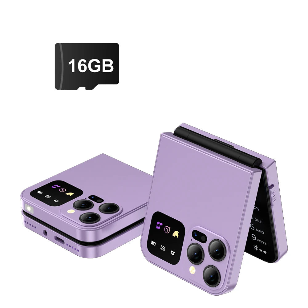 SERVO A50 Pro Flip Phone Dual SIM Card GSM Electric Torch Automatic Call Recording 2.4 Inch Screen Foldable Mobile Phones Type-C