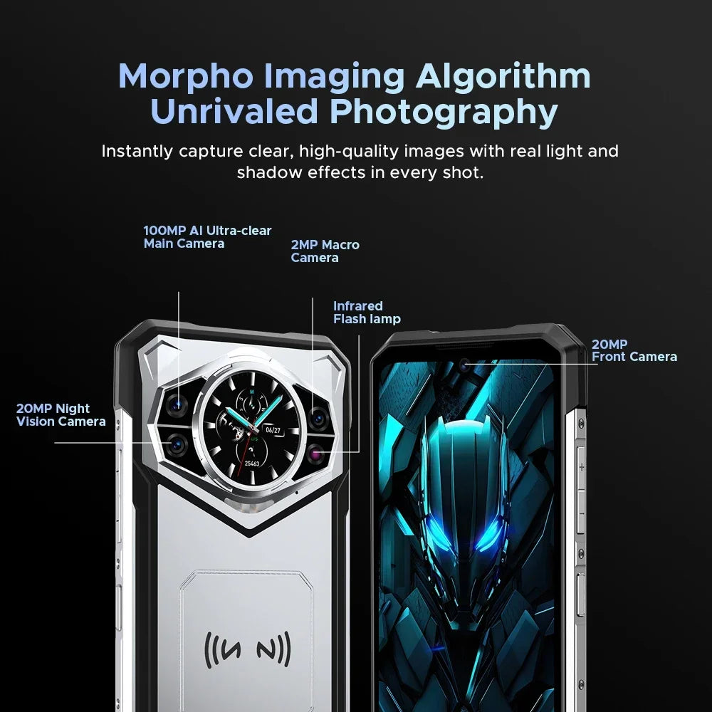 DOOGEE S200 5G Rugged Smartphone 32GB(12+20) 256GB 6.72" 120Hz 1.32'' AMOLED Rear Display 100MP 10100mAh Android 14 Cellphone