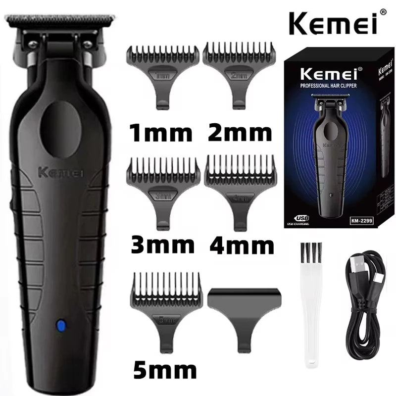 Kemei Professional Barber Cordless 1200 mAh Electric Hair Clippers USB Rechargeable Hair Trimmers Hair Cutting Machine  KM-2299