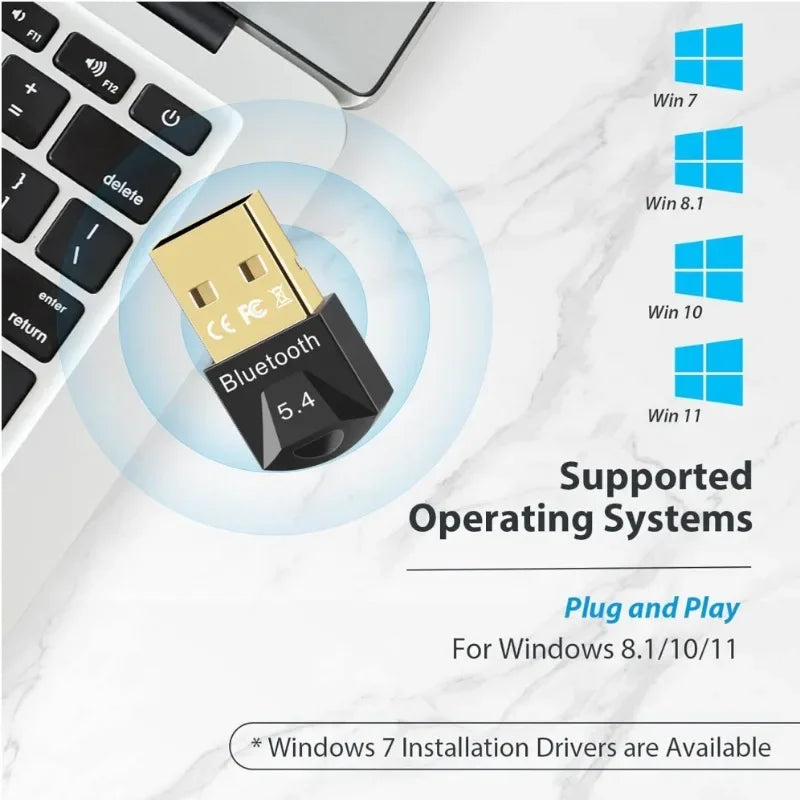 USB Bluetooth Adapter for Pc Usb Bluetooth 5.4/ 5.3/ 5.1/ 5.0 Dongle Receiver for Speaker Mouse Keyboard Music Audio Transmitter