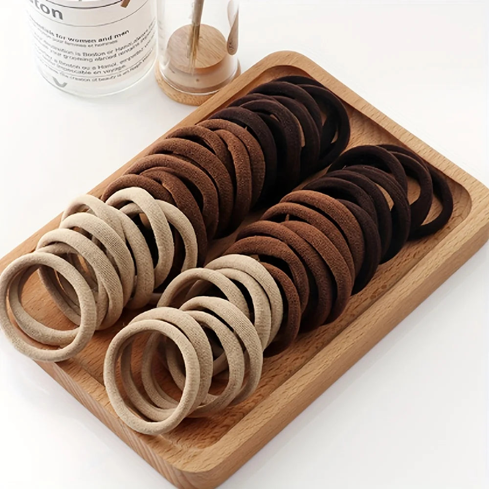 50/100/200pcs Women Girl Mixed Colors Hair Bands Basic Hair Ties Elastic Headband Simple Hair  Accessories Ponytail Holder