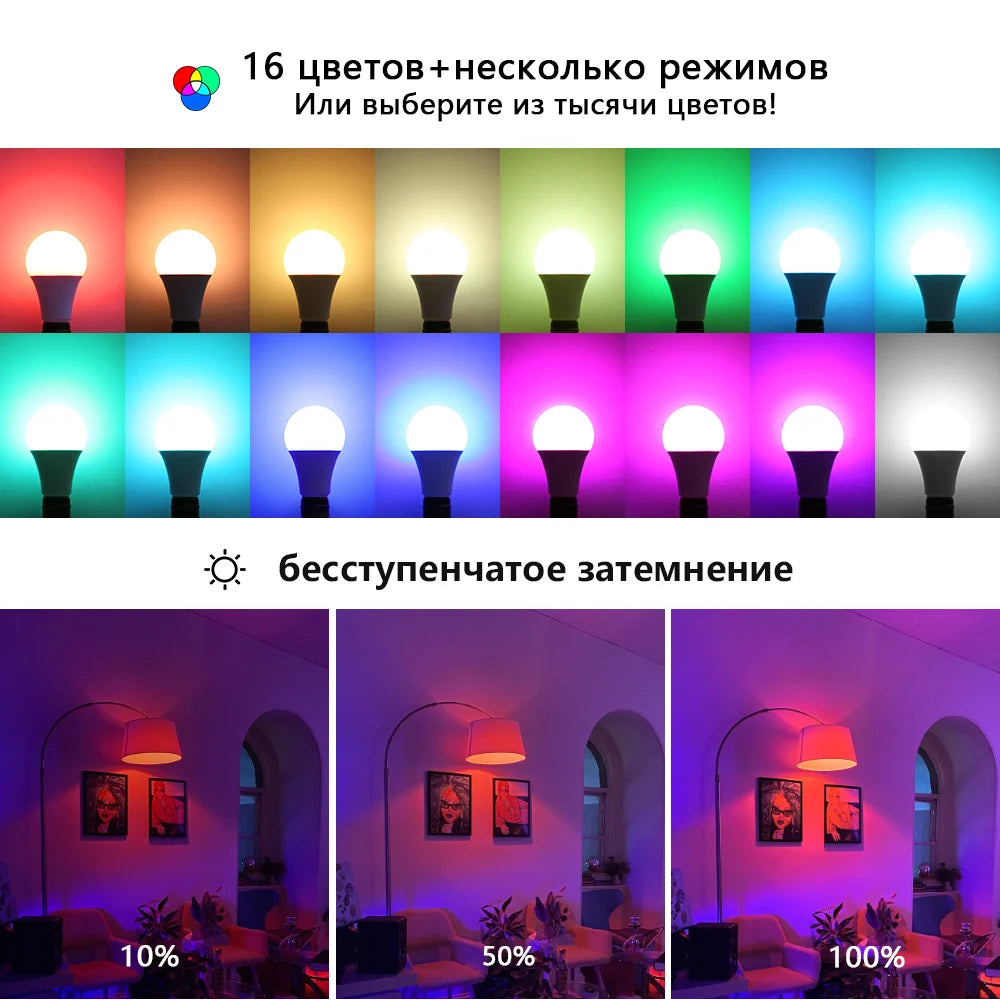 E27 RGB LED Light Bulb White Lamp Spotlight 220V with IR Remote Control Color Changing Multicolor for Bedroom Party Home Decor