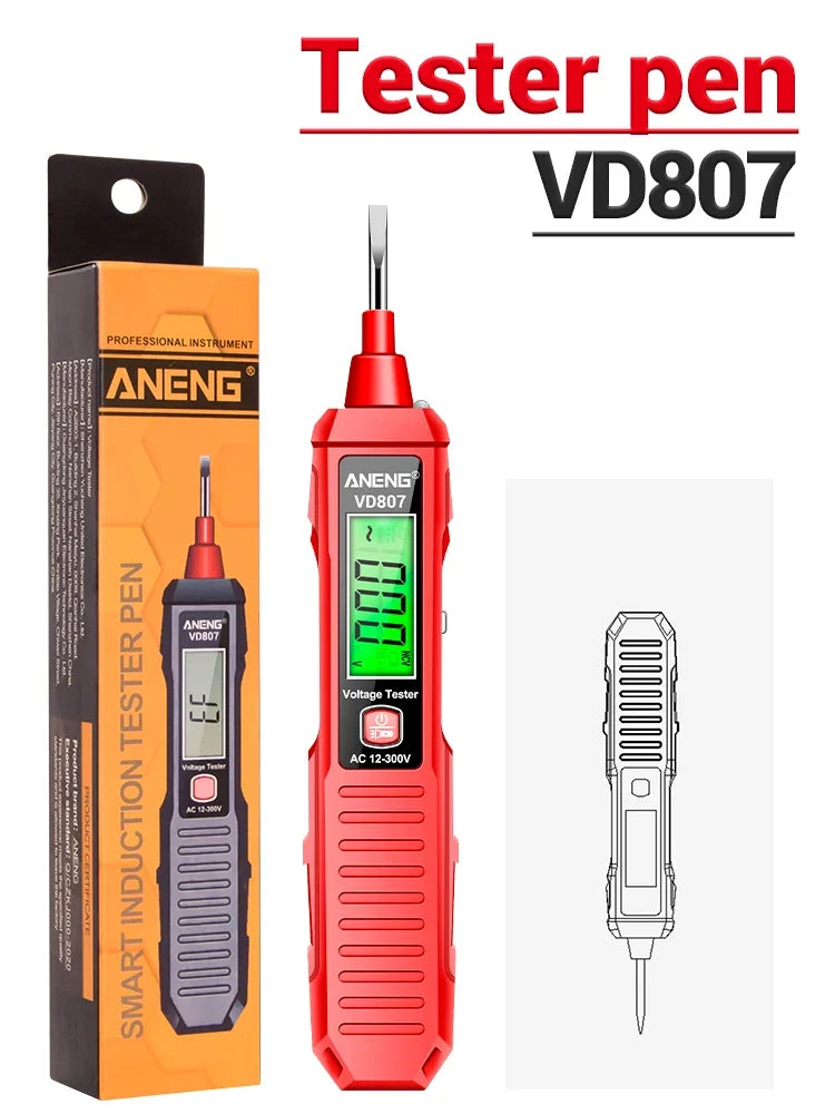 Digital Voltage Tester Pen ANENG VD807 Detectors 24-300V AC voltage Non-contact Induction NCV Zero live wire test Tools