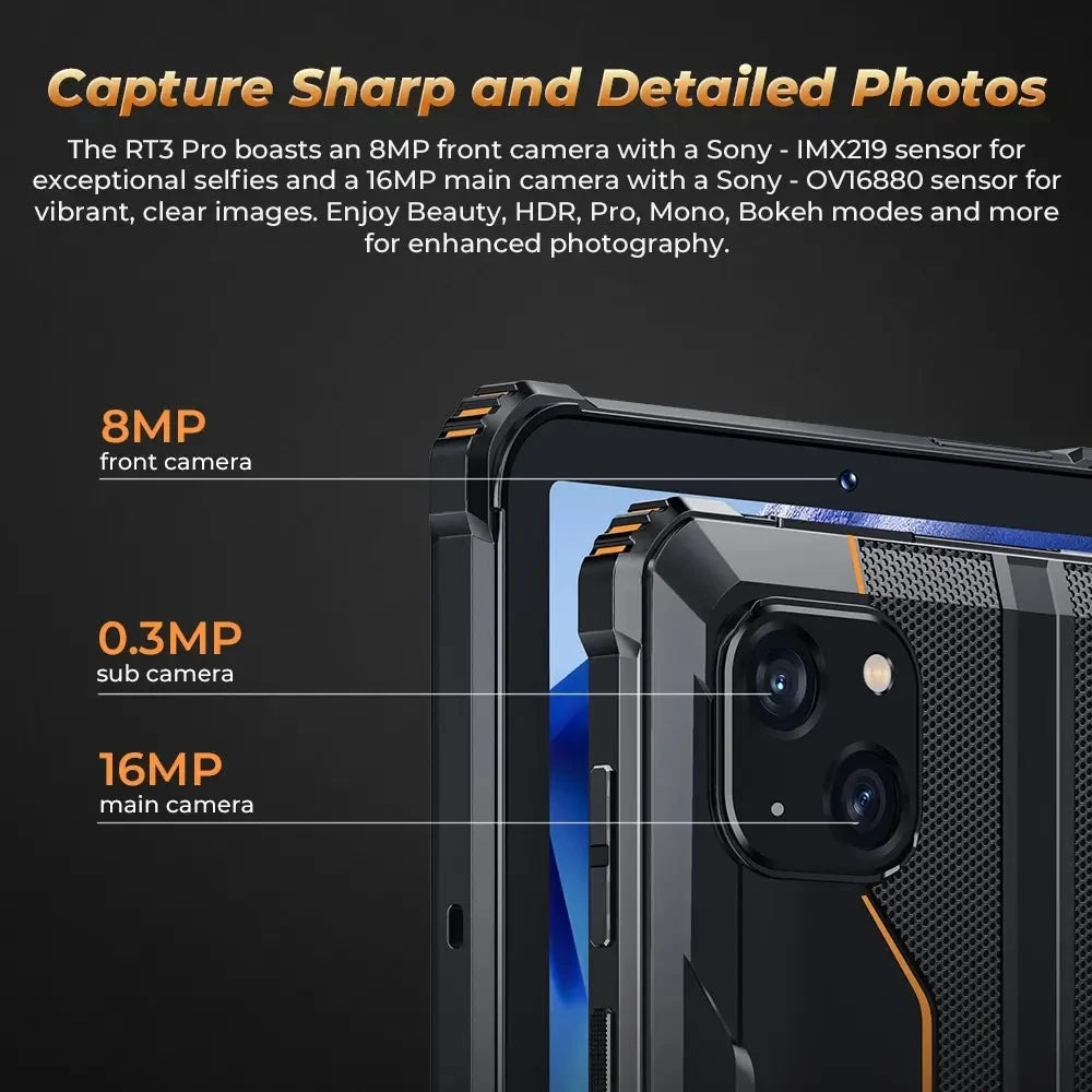 Oukitel  RT3 Pro Rugged Tablet PC 4GB+128GB 8" HD IPS screen 5150mAh Battery 16MP Camera Android 14 Support Dual SIM 4G