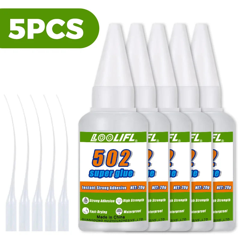 Hot Sell1-2pcs 502 Super Glue Instant Quick-drying Cyanoacrylate Adhesive Leather Rubber Wood Metal Strong Bond Liquid Glue Tool