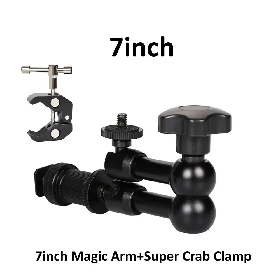 7/11/20 Inch Metal Articulating Magic Arm Super Clamp Holder Stand for DSLR Camera Monitor Phone Studio Photography Accessories