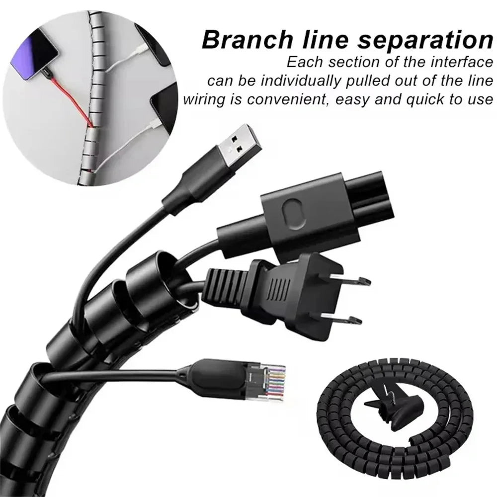 1.5/2m 10/16 mm Flexible Spiral Cable Organizer Storage Pipe Cord Protector Management Cable Winder Desk Tidy Cable Accessories