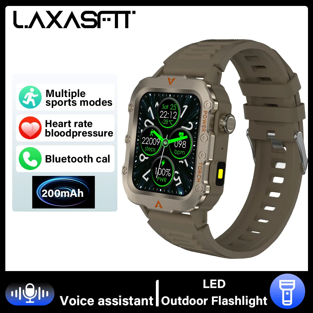 LAXASFIT New Men's Smart Watch LED Flashlight Outdoor Sports Smart Watch Wristwatch Health Monitoring Smart Watch