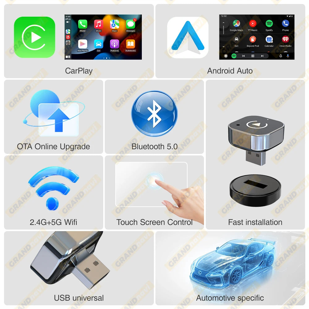 New Wireless CarPlay Android Auto Adapter USB Dongle Smart Mini Box Plug And Play Universal For VW Toyota Nissan Honda Ford Benz