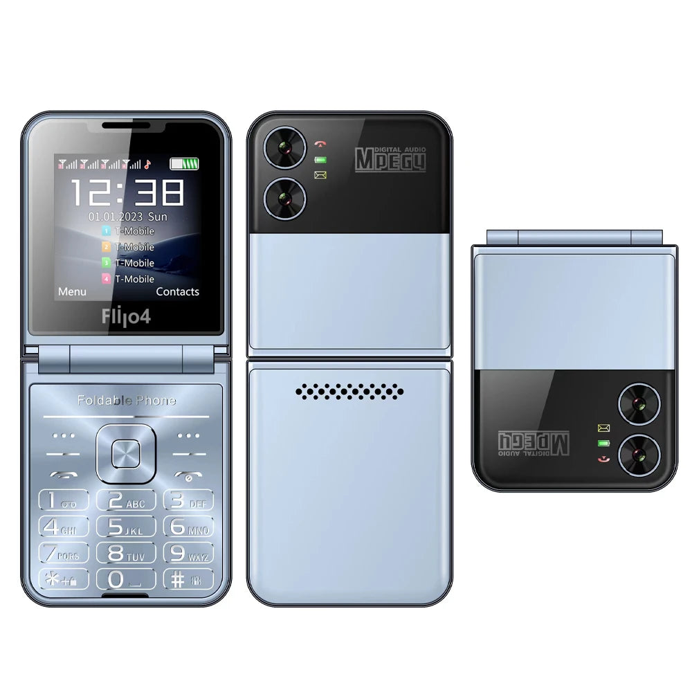 SERVO Flilo4 Flip Cellphone Four SIM Card GSM Cellular Network Flashlight Speed Dial Magic Voice Foldable Mobile Phone Low Price