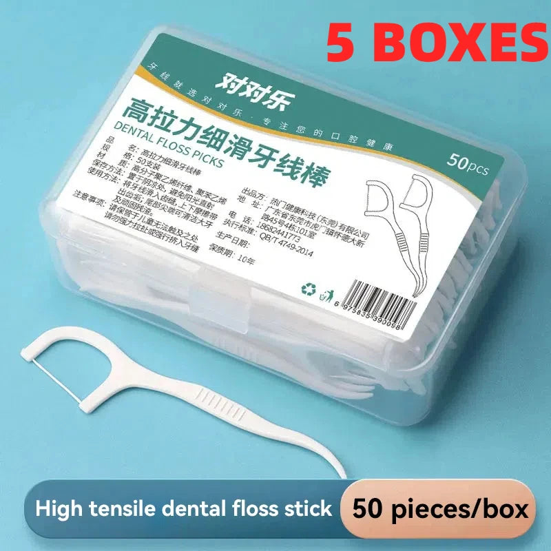 Dental Floss Stick High Tension Smooth Disposable Toothpick with Portable Floss Box for Teeth Care
