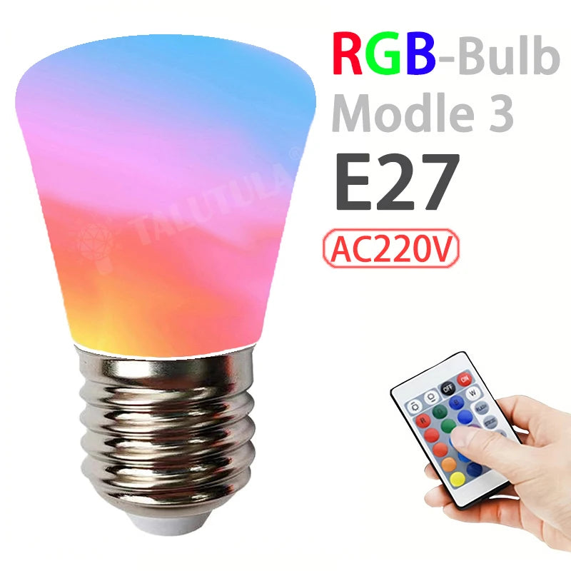 E27 RGB LED Light Bulb White Lamp Spotlight 220V with IR Remote Control Color Changing Multicolor for Bedroom Party Home Decor