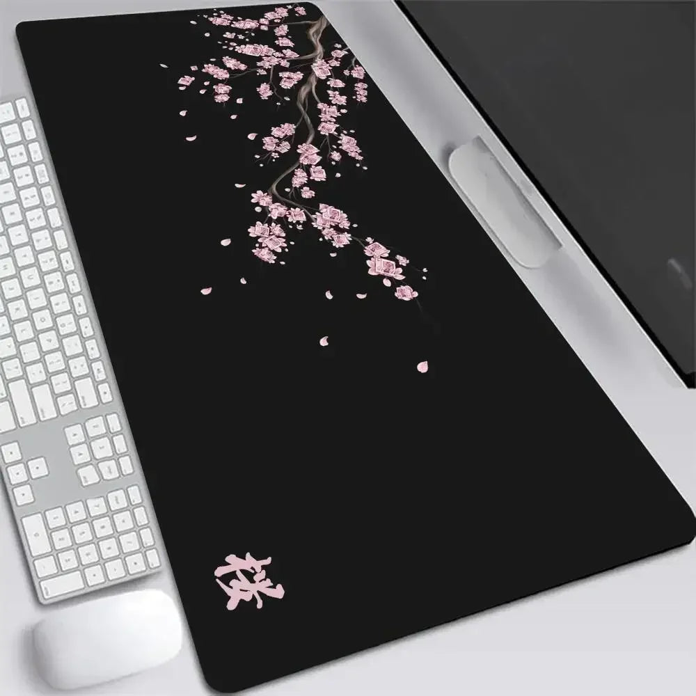 Japan Cherry Blossom Mouse Pad XXL Gray Laptops Gaming Deskmat Sakura Mousepad Anime Office Carpet Gamer Keyboard Computer Desks