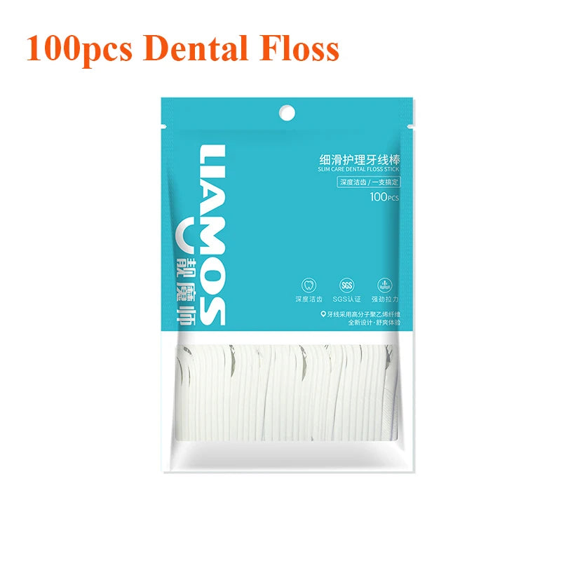 Portable Automatic Floss Dispenser with 10Pcs Press-on Disposable Flossing Sticks Oral Care Ejectable Floss Organizer