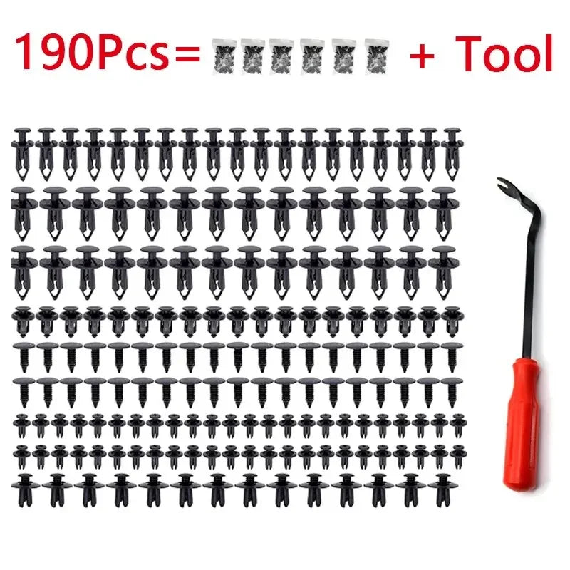 190 Pcs Auto Plastic Buckle Bumper Clips Fixing Nail Kit 6 Styles Plastic Retainer Fasteners Clip Car Body Push Rivets Parts