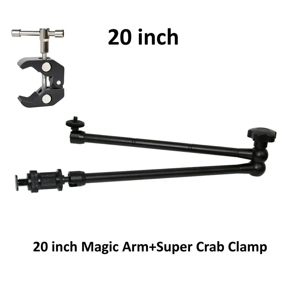 7/11/20 Inch Metal Articulating Magic Arm Super Clamp Holder Stand for DSLR Camera Monitor Phone Studio Photography Accessories