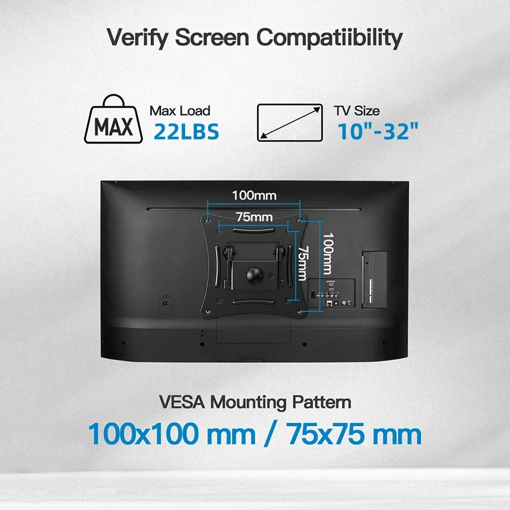 Full Motion Corner TV  Bracket  Wall Mount 10-32 In tv Monitor Holder  Swivel Tilts Adjustable Universal TV stand VESA 100x100mm