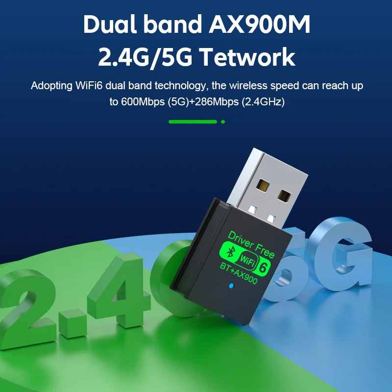 New 900Mbps USB Bluetooth 5.4 Adapter Wireless Dongle Audio Receiver Transmitter Driver Free WiFi6 For PC/Laptop Keyboard/Mouse