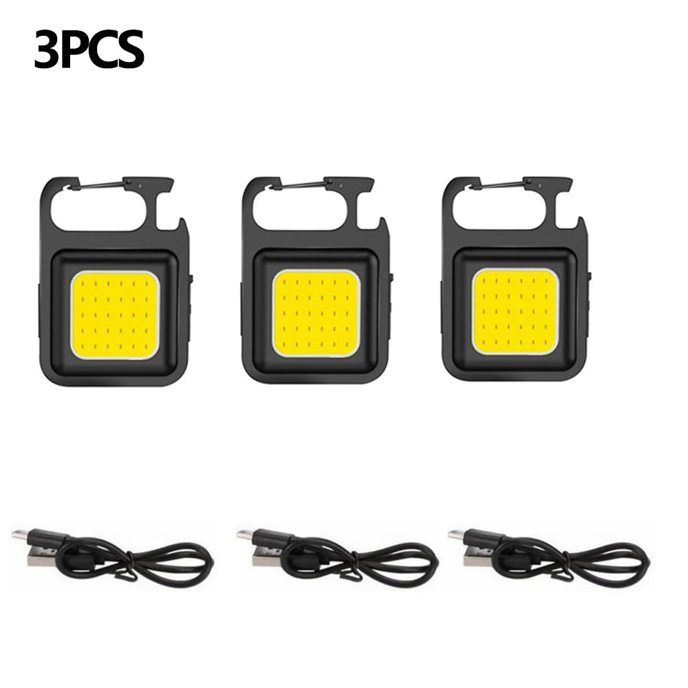 Super Bright MINI COB Keychain Flashlight Charging Lamp Camping Lights with Magnet 3 Lighting Modes for Camping Home