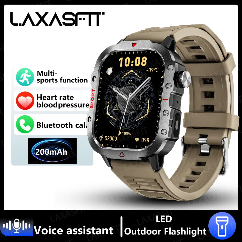 LAXASFIT New Men's Smart Watch LED Flashlight Outdoor Sports Smart Watch Wristwatch Health Monitoring Smart Watch