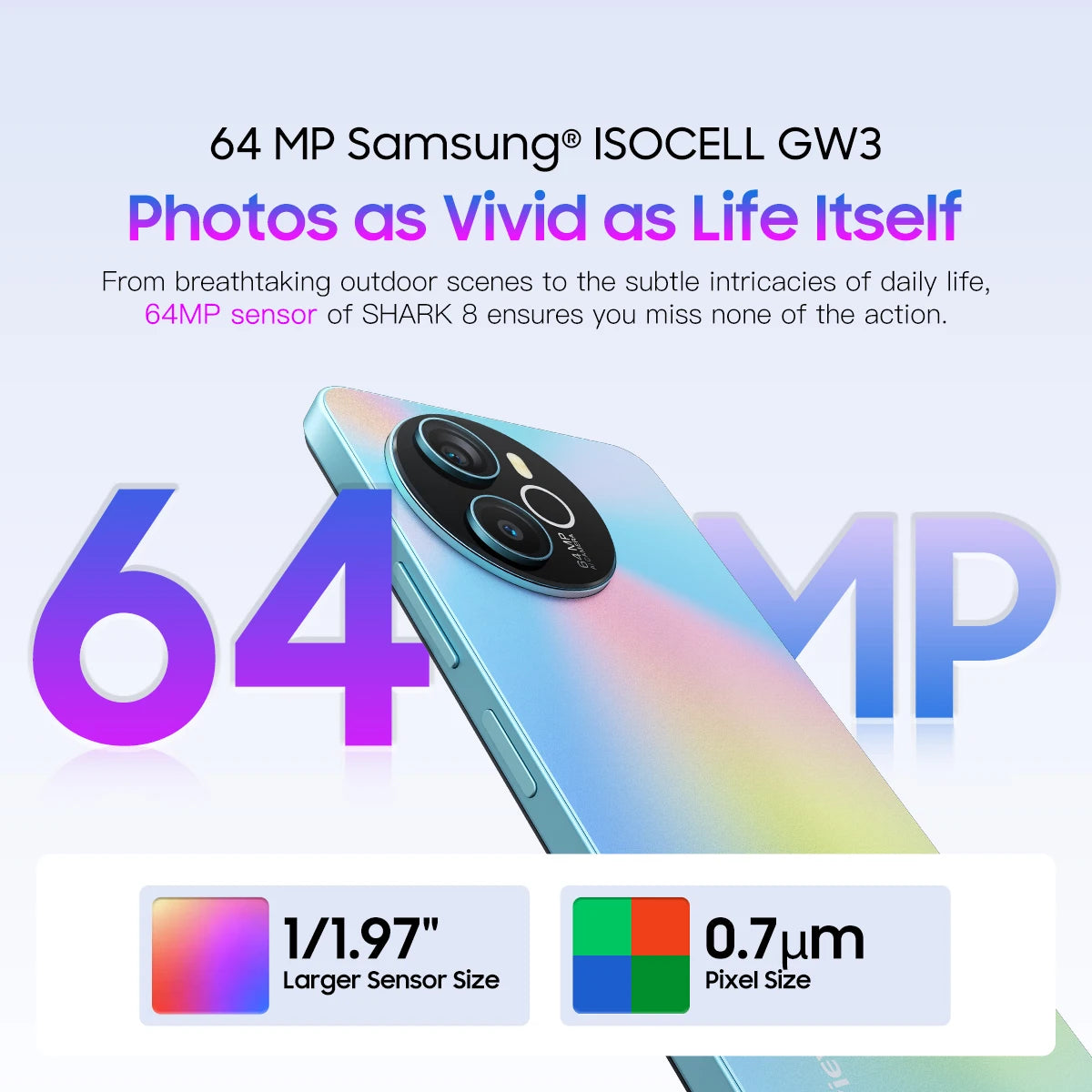 Blackview SHARK 8 Smartphone Android13 G99 Mobile Phone 6.78'' 120Hz 2.4K Display 8GB+8GB RAM, 128GB/256GB ROM 64MP Cellphone